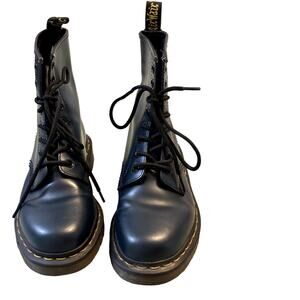 Dr. Martens Men's Combat Lace Up Boots Navy 1460 Smooth Leather, Size 5, EUC